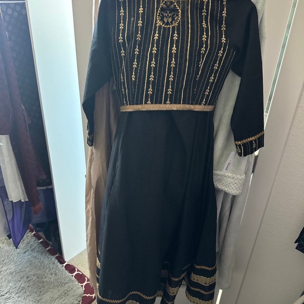 Desi Black and Gold Embroidered Lengha